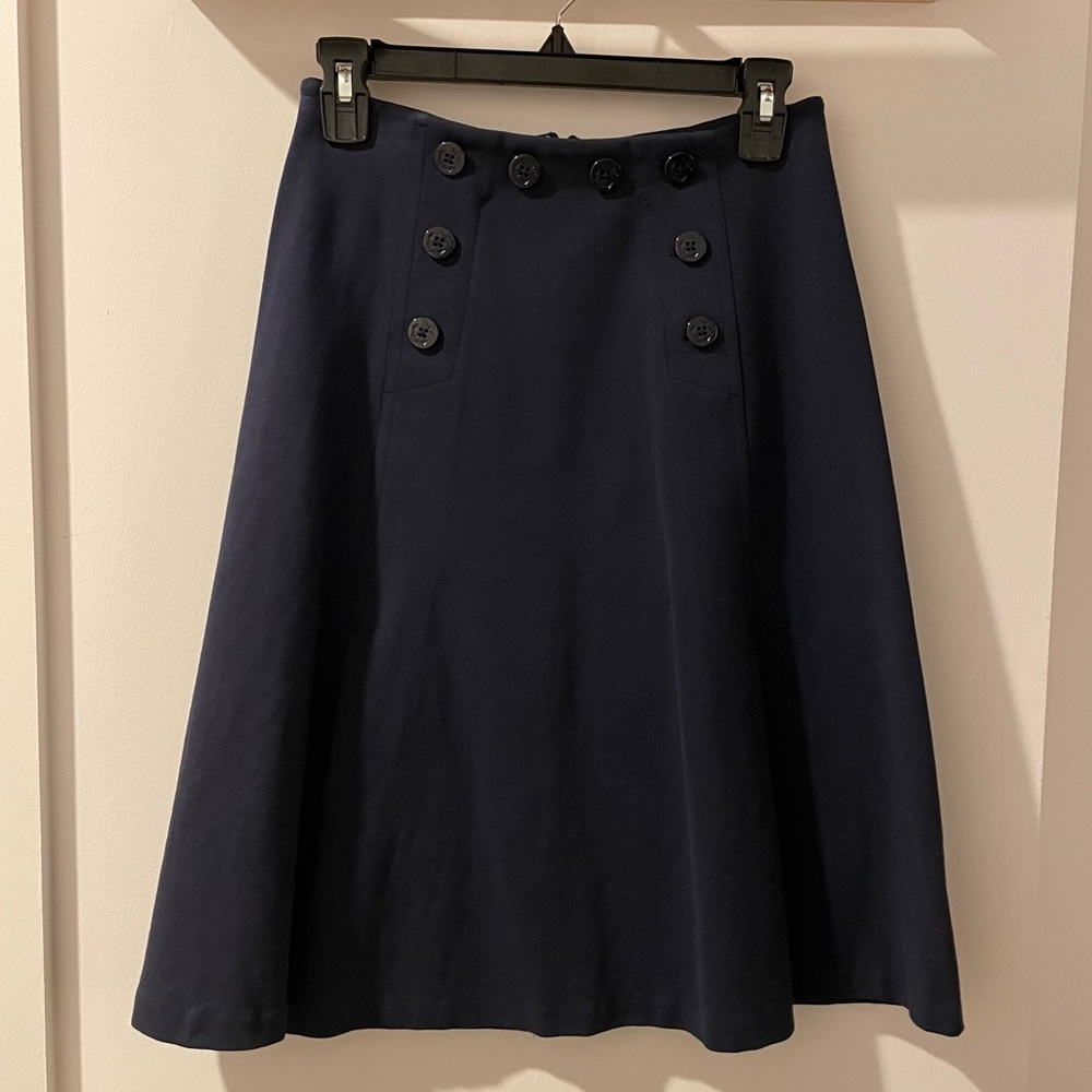NWOT Jcrew A-Line Navy Sailor Button Midi Skirt